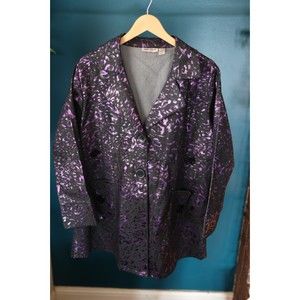 Gold Flava metallic Purple/Black Cotton Long Sleeve  Blazer jacket Size 16 Y2K